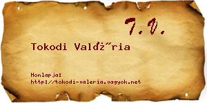 Tokodi Valéria névjegykártya