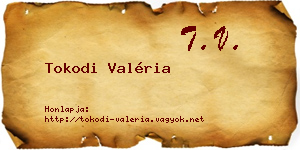 Tokodi Valéria névjegykártya